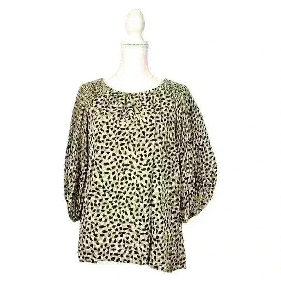 Anthropologie EASEL Animal Print GREEN/BLACK/WHITE Long Sleeve SEE MEASUREMENTS - Picture 4 of 14